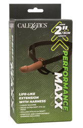 Performance Maxx Life-Like Extension with Harness Brown 2 Inch Length STRAP-ONS